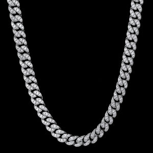 Abrir la imagen en la presentación de diapositivas, Cadena Cubana Icehoop de 8 mm para Mujer en Oro Blanco y Diamantes.
