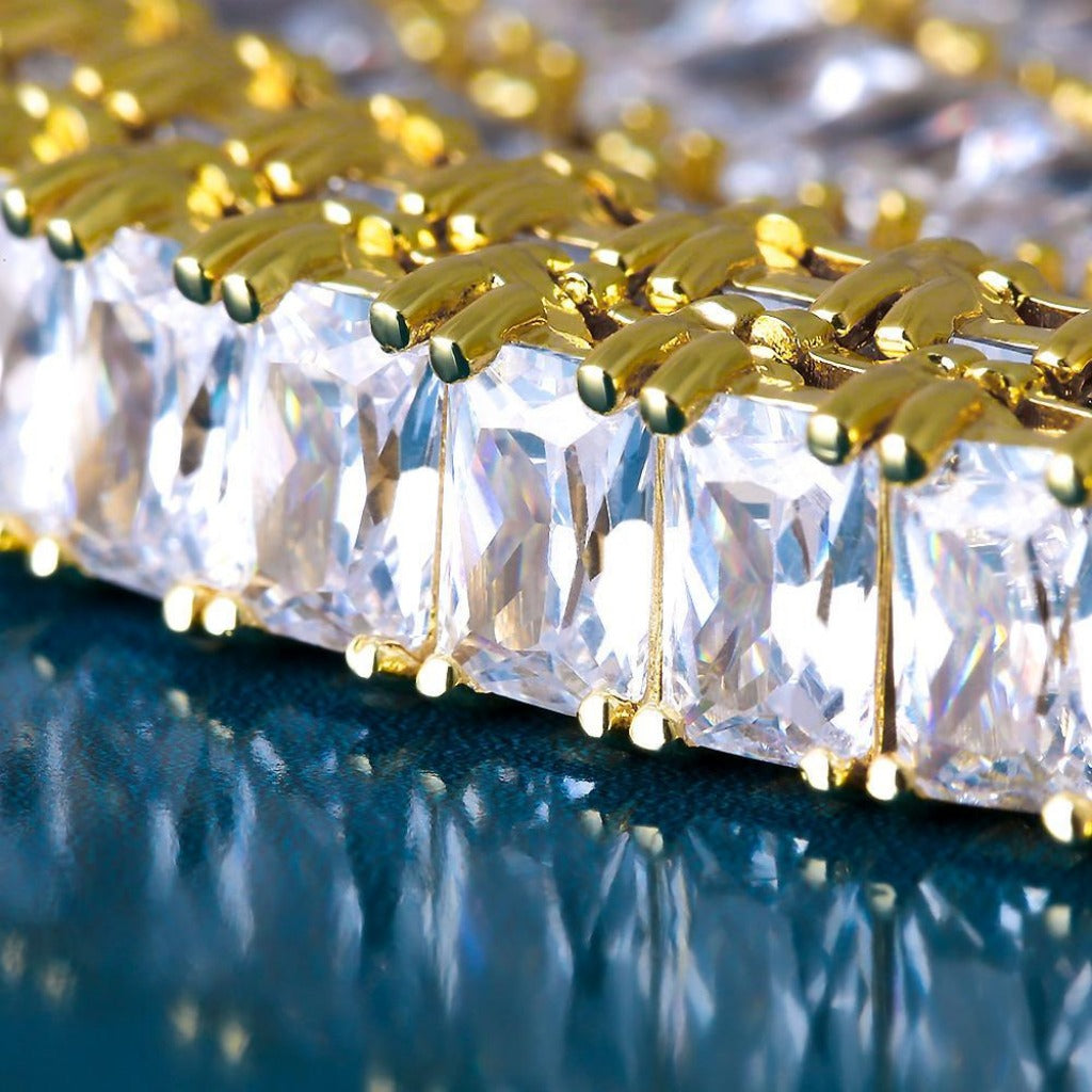 Cadena de Tennis con Diamantes Icehoop de 6 mm en Corte Baguette y Oro 18K.