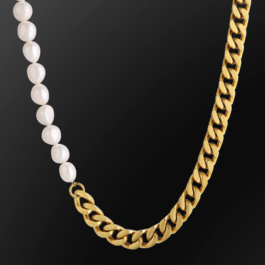 Collar Icehoop de Perlas y Eslabones Cubanos Oro 18k.2