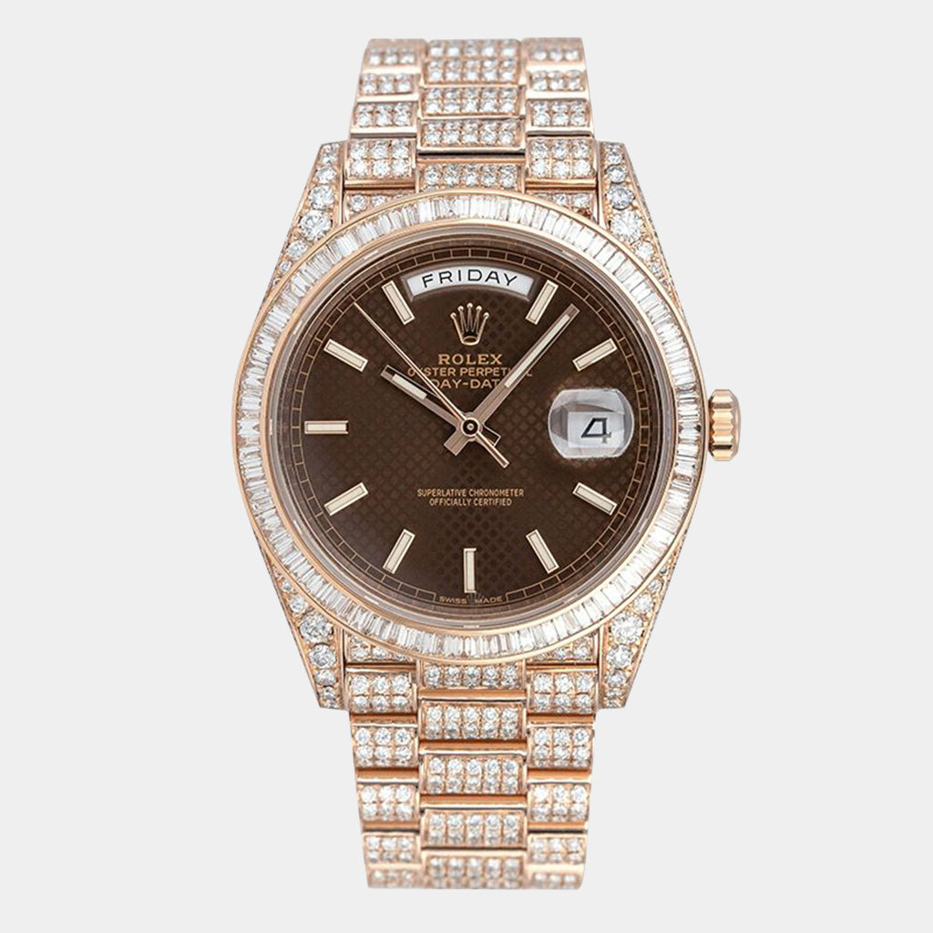 Reloj Rolex Day-Date 40 Oro Rosa Chocolate Personalizado - Icehoop.